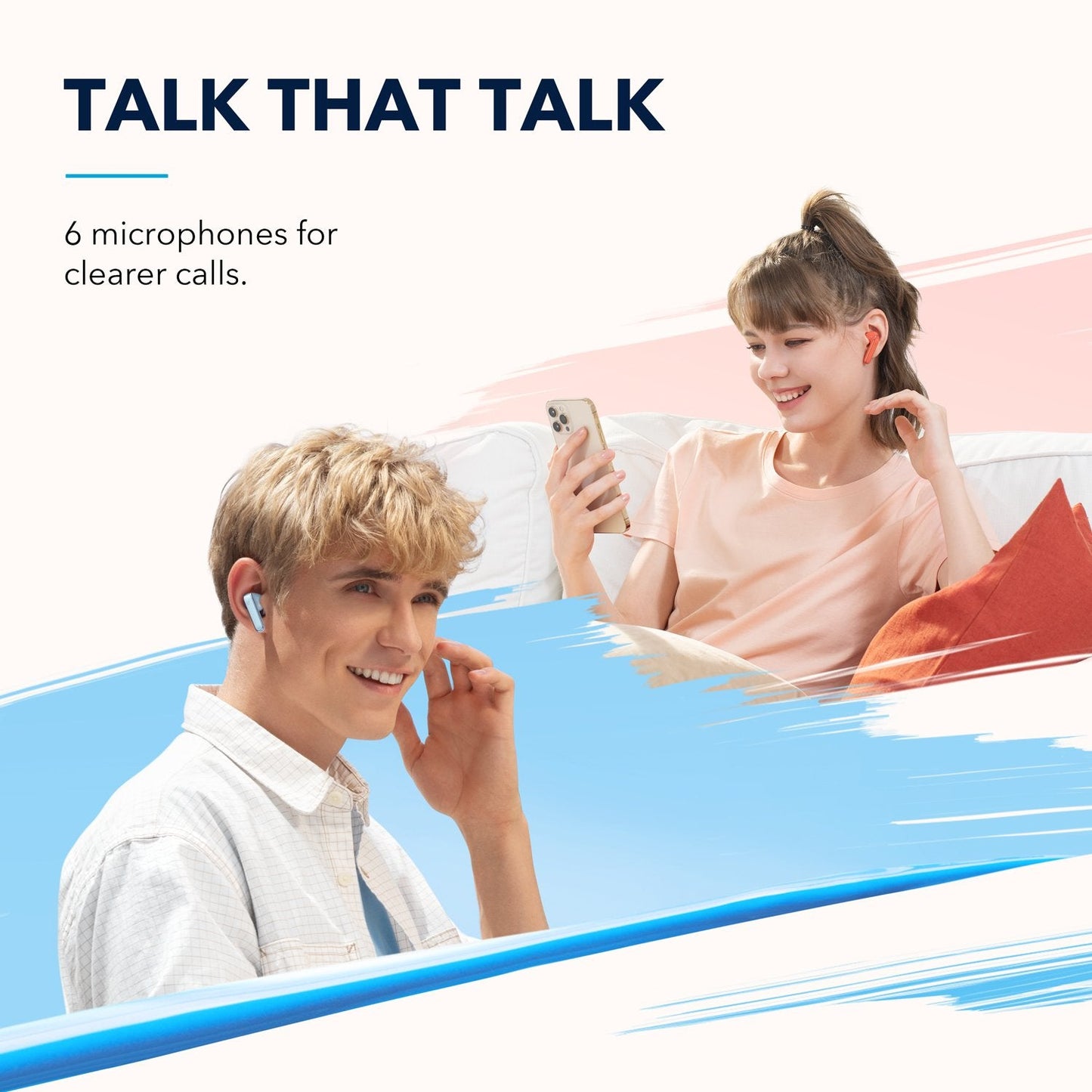 Life P3｜Coral Red Noise Cancelling Earbuds