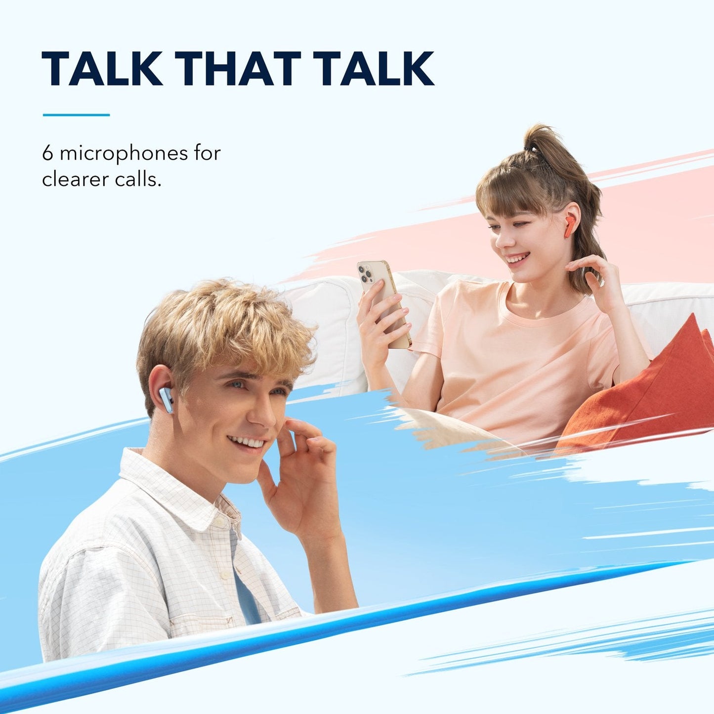 Life P3｜Sky Blue NC Noise Cancelling Earbuds